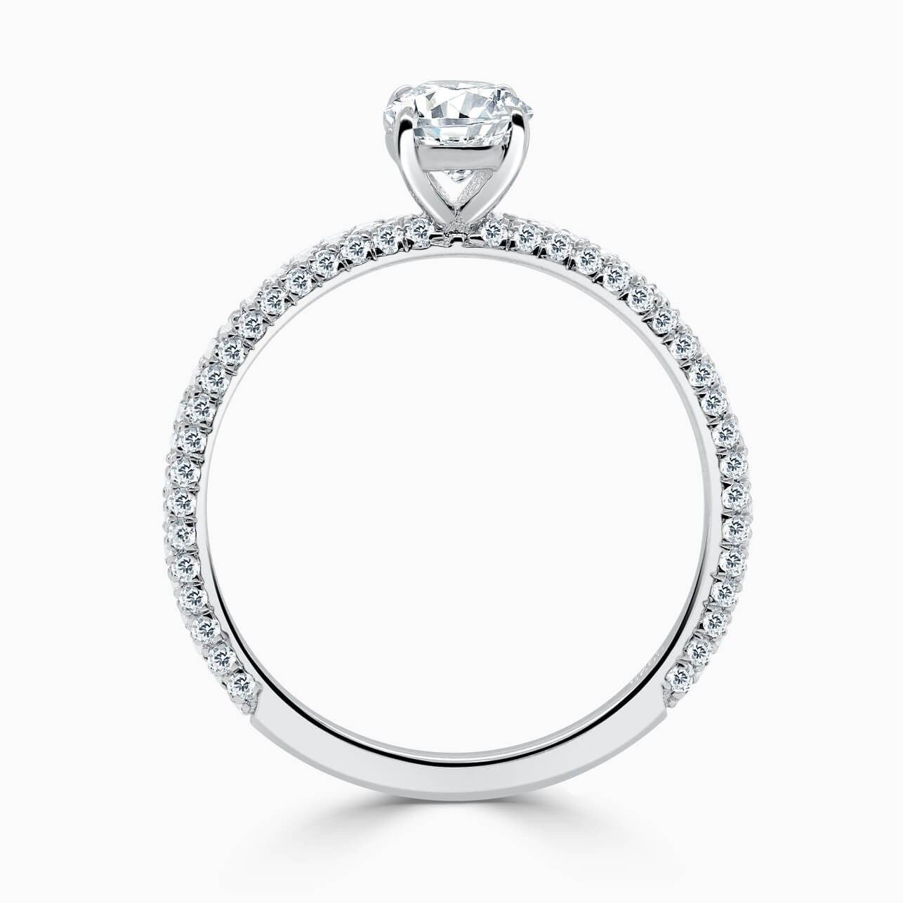 Platinum Oval Shape With Micro Pave Engagement Ring