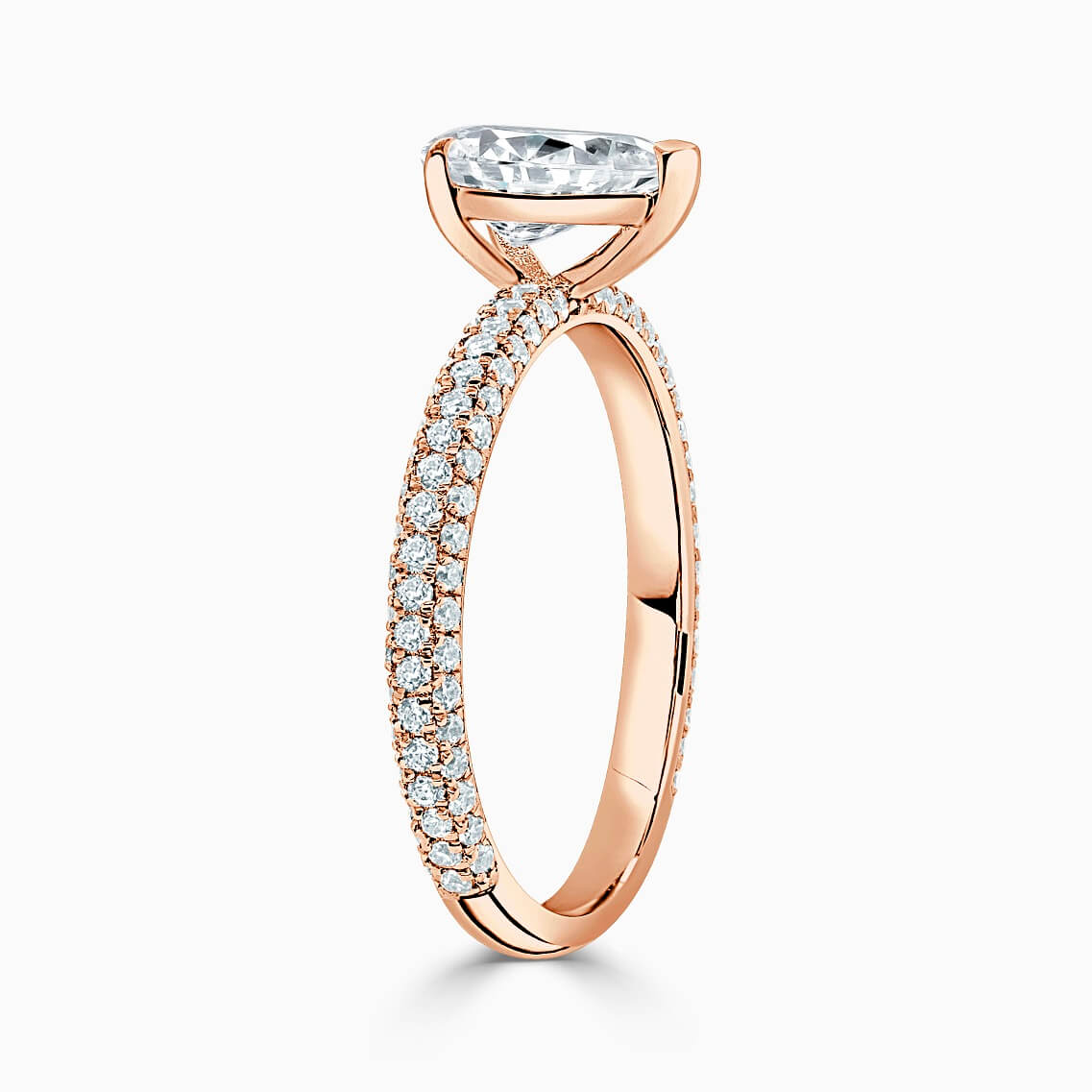 18ct Rose Gold Pear Shape With Micro Pave Engagement Ring