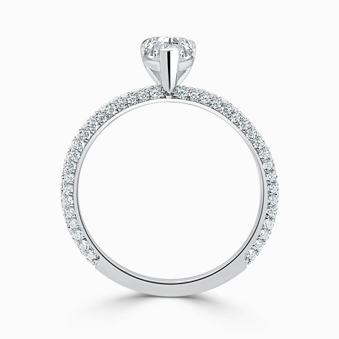 18ct White Gold Pear Shape With Micro Pave Engagement Ring
