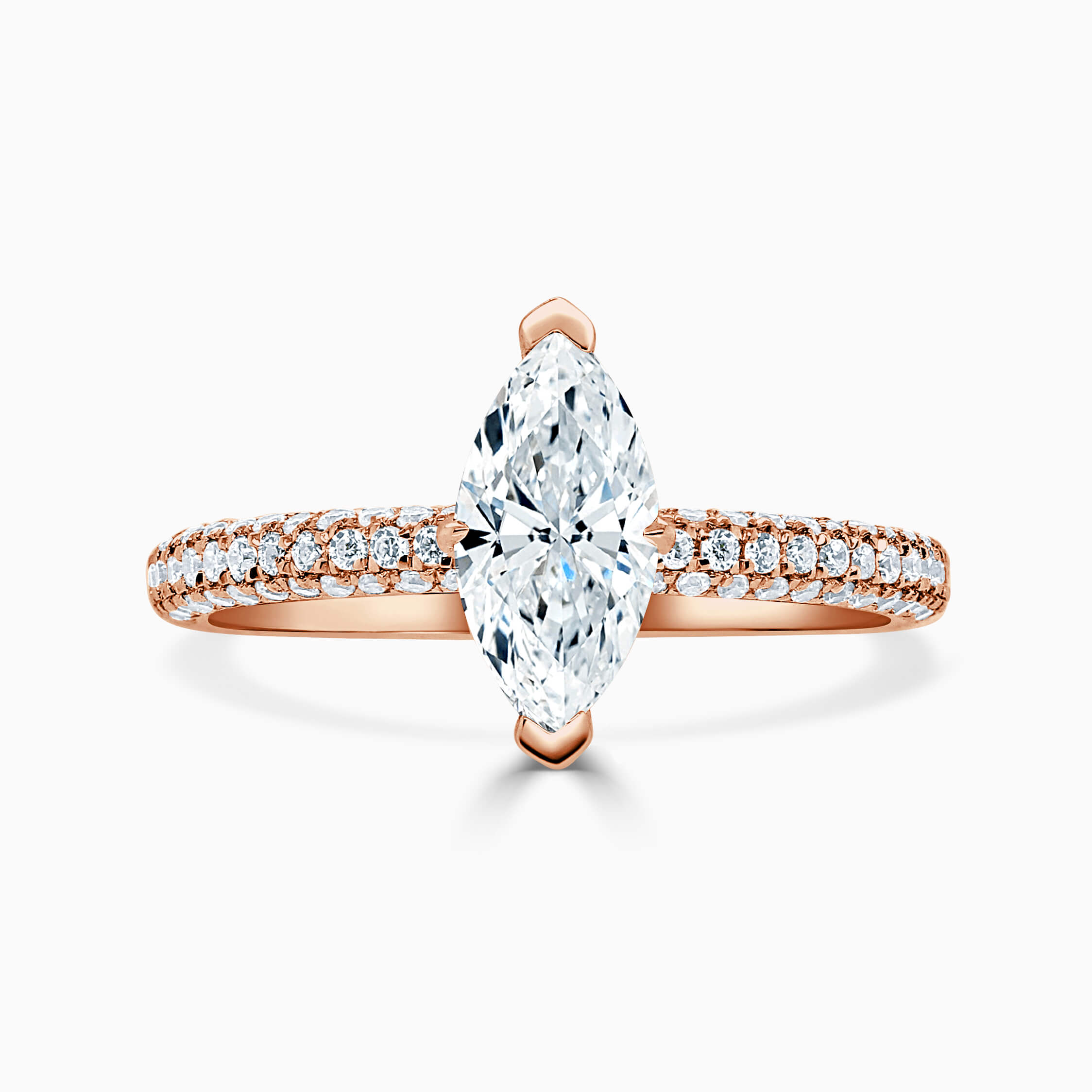 18ct Rose Gold Marquise Cut With Micro Pave Engagement Ring