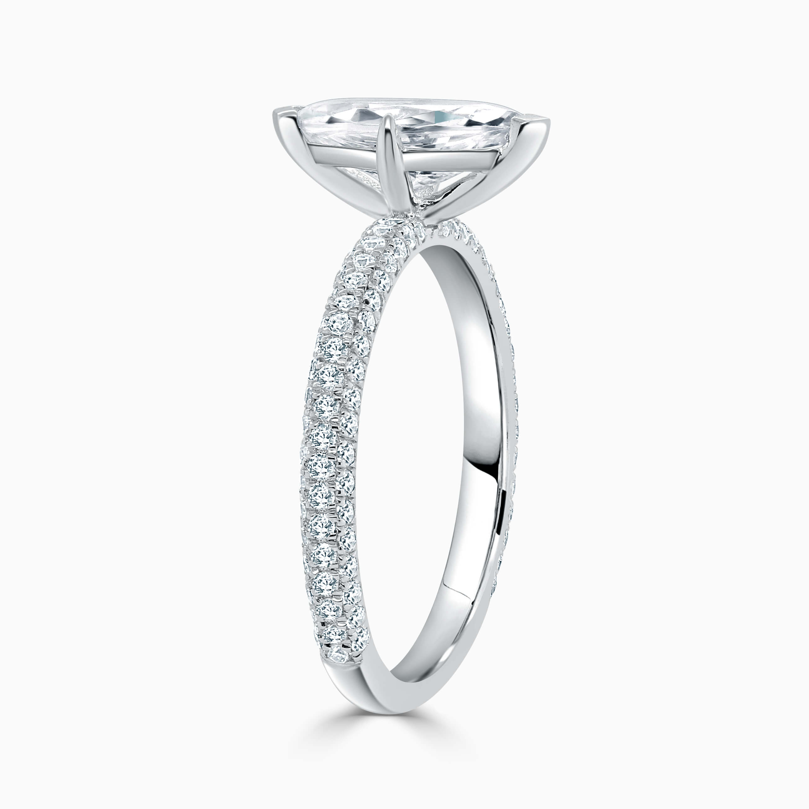 18ct White Gold Marquise Cut With Micro Pave Engagement Ring