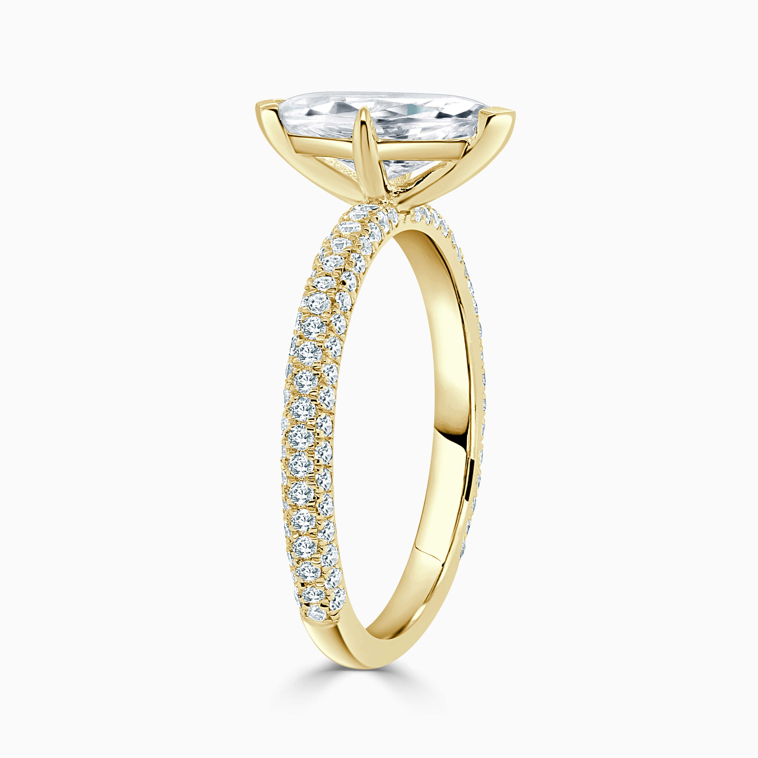 18ct Yellow Gold Marquise Cut With Micro Pave Engagement Ring