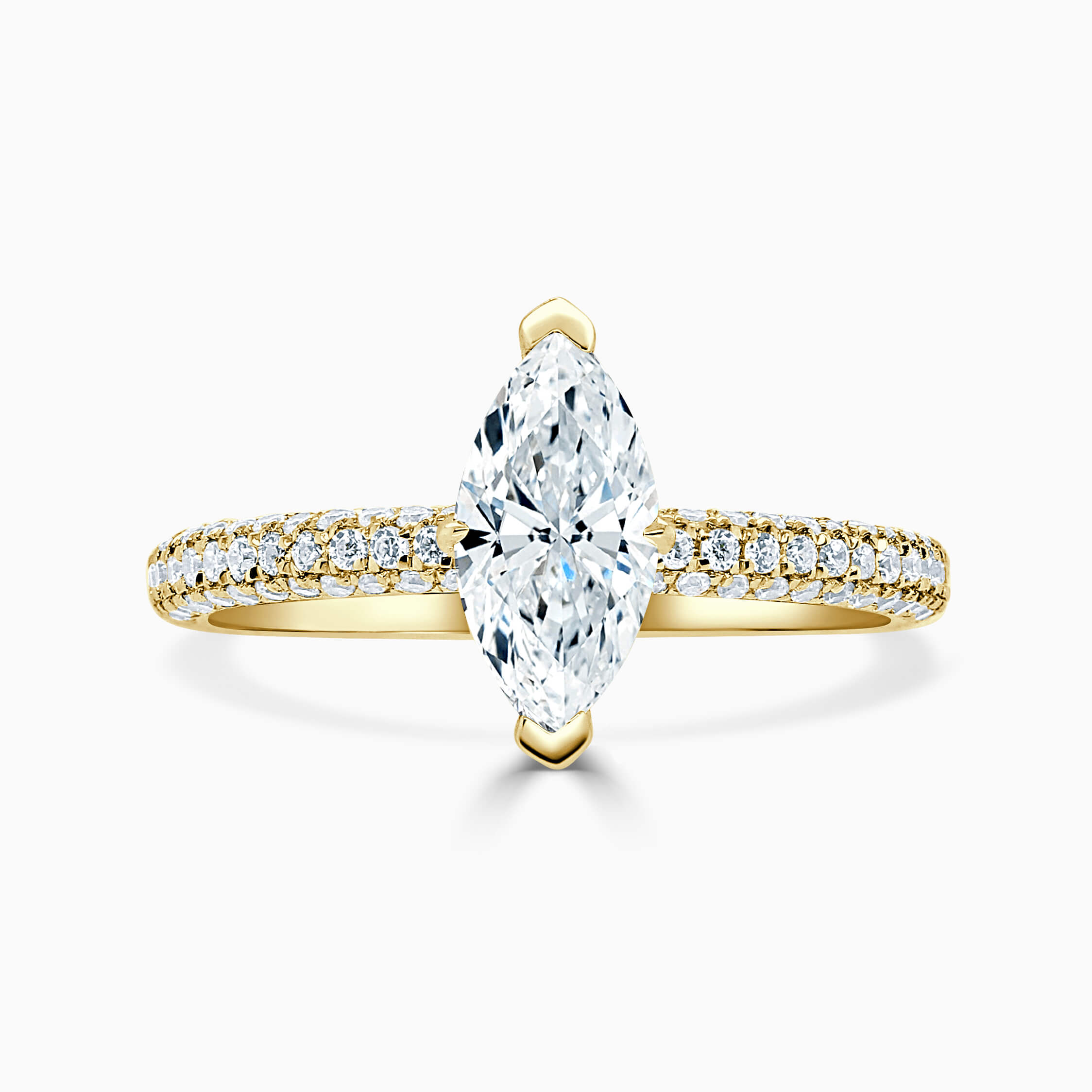 18ct Yellow Gold Marquise Cut With Micro Pave Engagement Ring