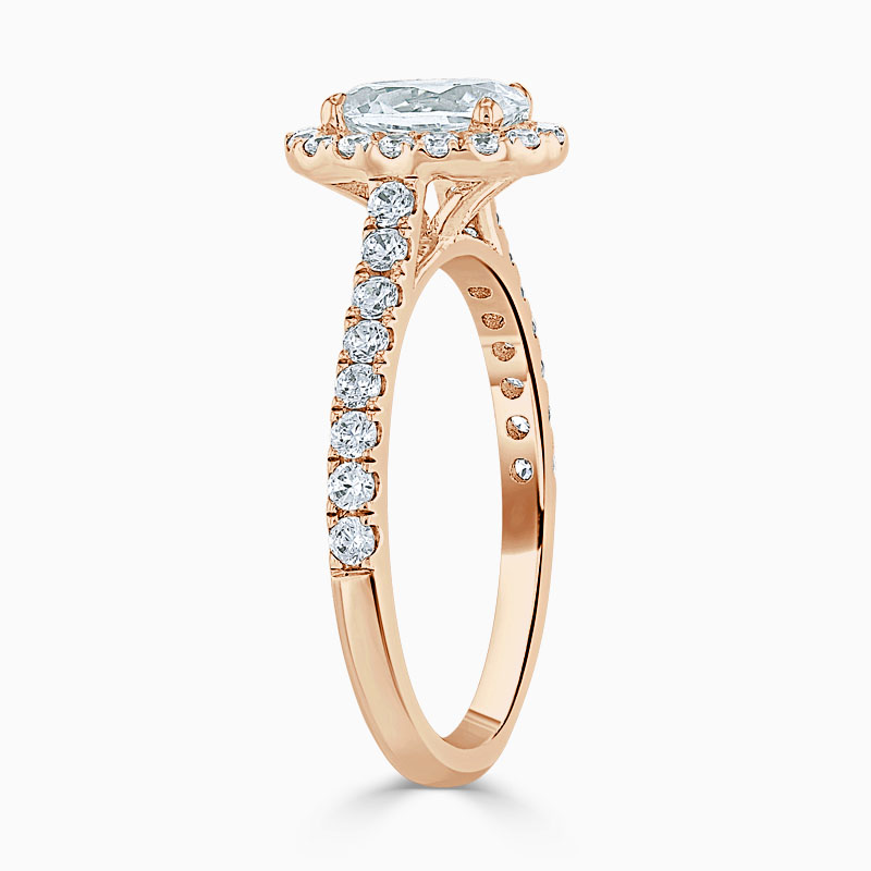 18ct Rose Gold Oval Shape Classic Wedfit Halo Engagement Ring