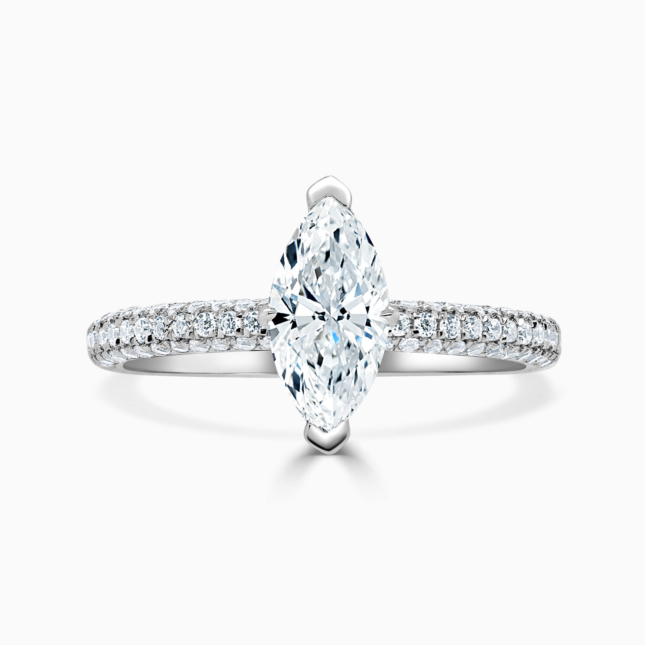 Platinum Marquise Cut With Micro Pave Engagement Ring