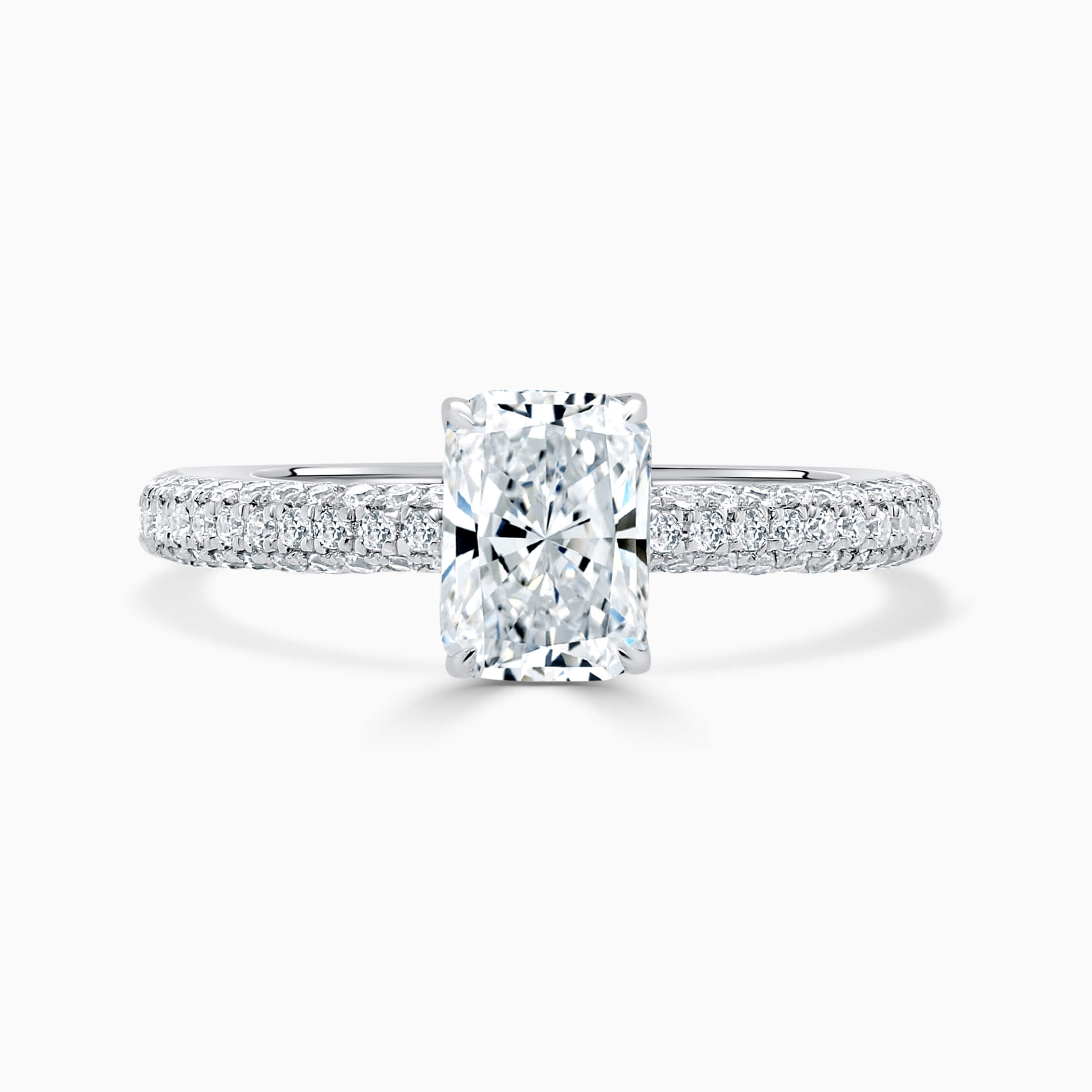 18ct White Gold Radiant Cut With Micro Pave Engagement Ring