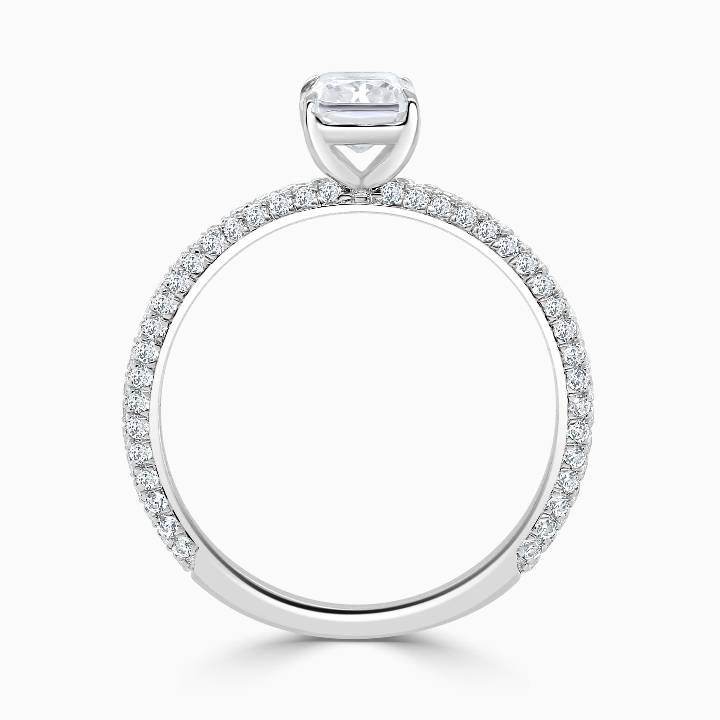 18ct White Gold Radiant Cut With Micro Pave Engagement Ring