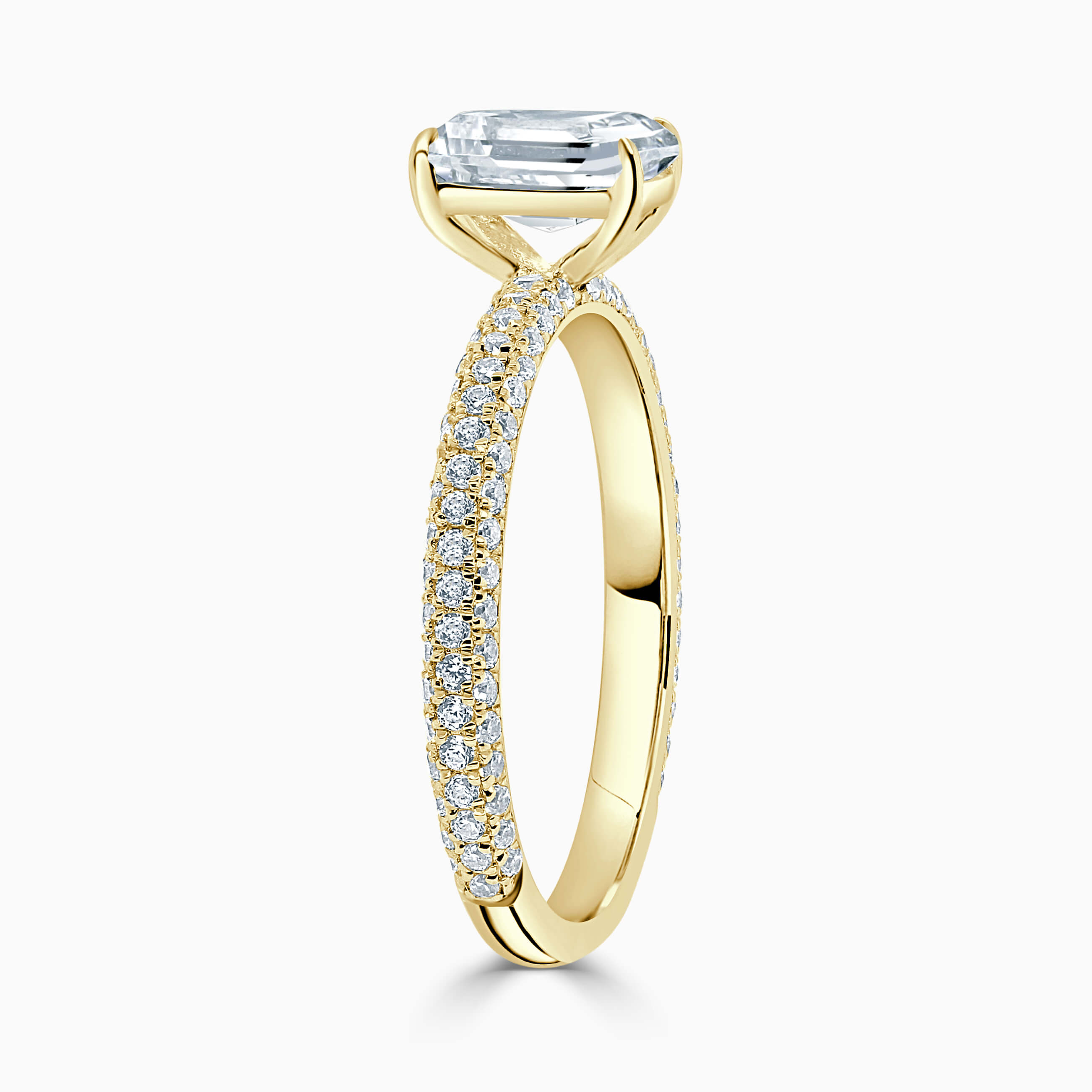 18ct Yellow Gold Radiant Cut With Micro Pave Engagement Ring
