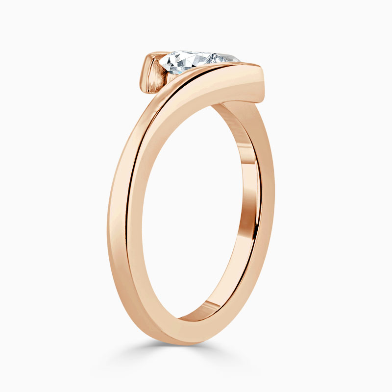 18ct Rose Gold Oval Shape Crossover Engagement Ring