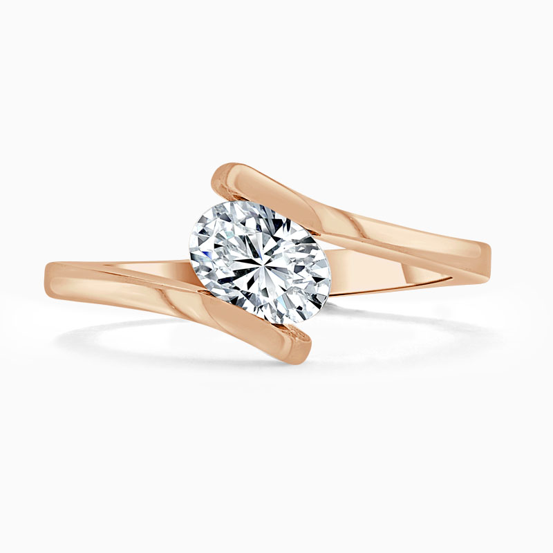 18ct Rose Gold Oval Shape Crossover Engagement Ring