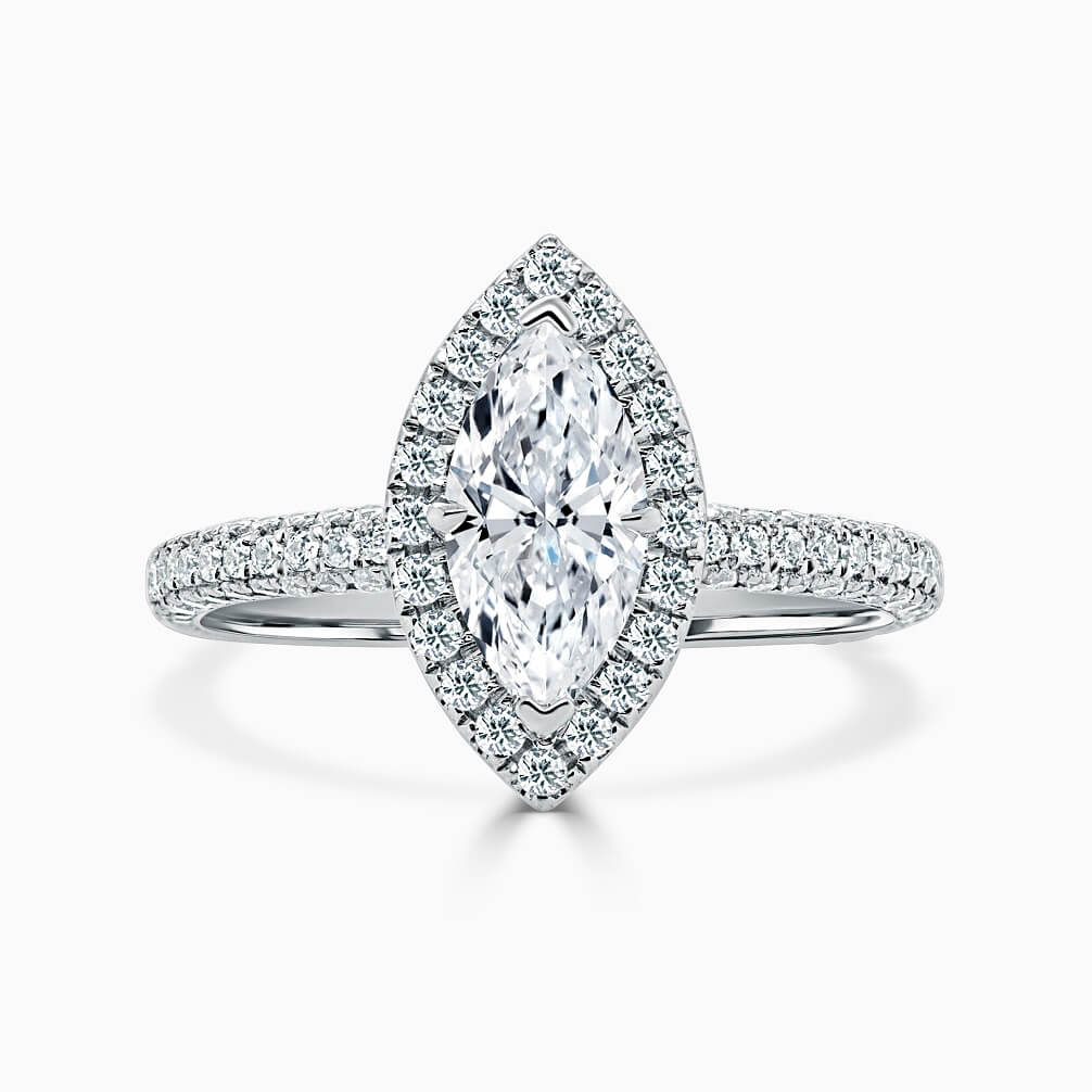 Platinum Marquise Cut Halo With Micro Pave Engagement Ring