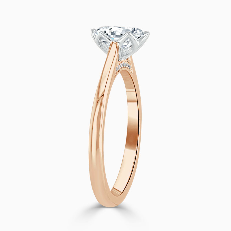 18ct Rose Gold Oval Shape Diamond Set Lotus Engagement Ring
