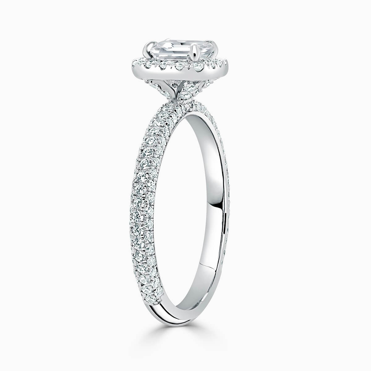 Platinum Princess Cut Halo With Micro Pave Engagement Ring