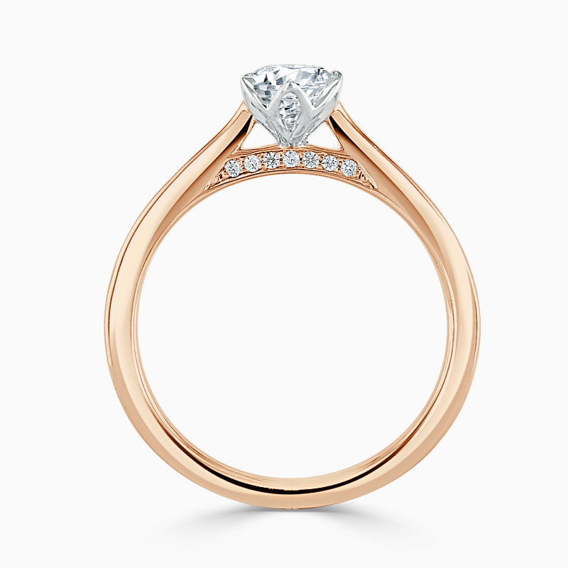 18ct Rose Gold Oval Shape Diamond Set Lotus Engagement Ring
