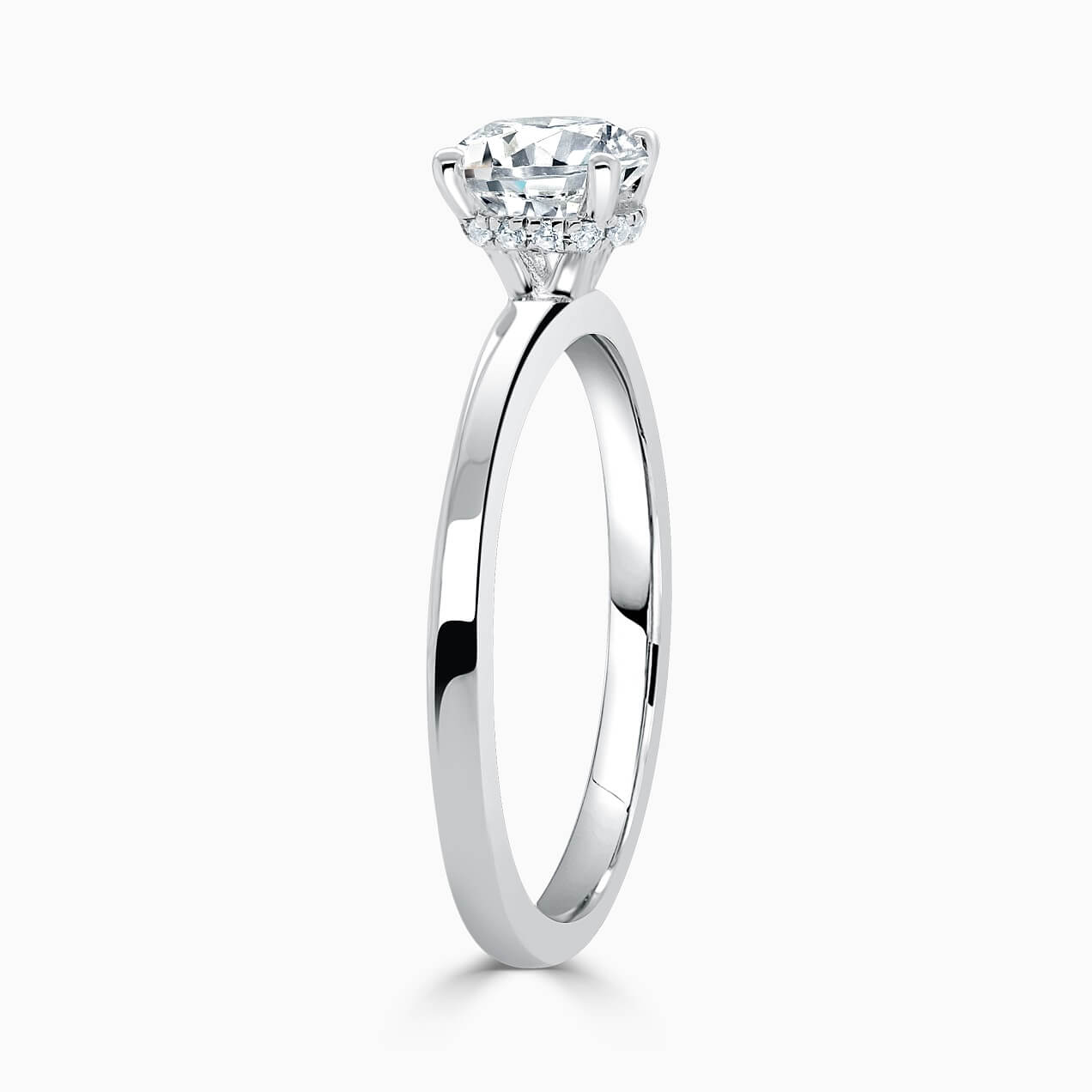 18ct White Gold Round Brilliant Hidden Halo Engagement Ring