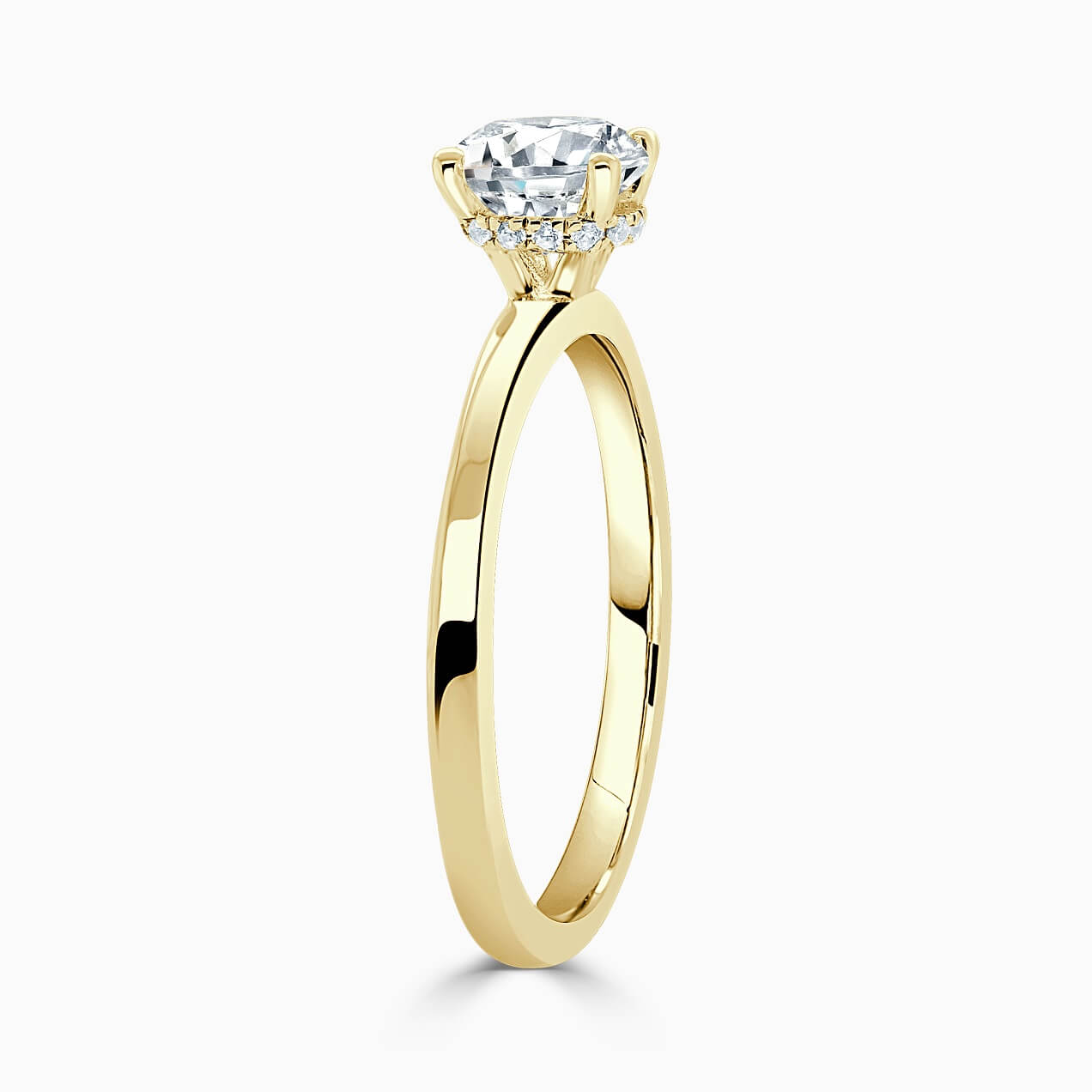 18ct Yellow Gold Round Brilliant Hidden Halo Engagement Ring