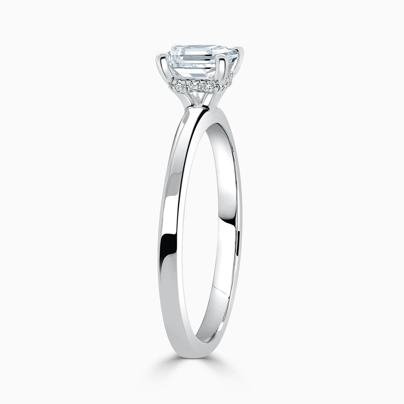 18ct White Gold Princess Cut Hidden Halo Engagement Ring