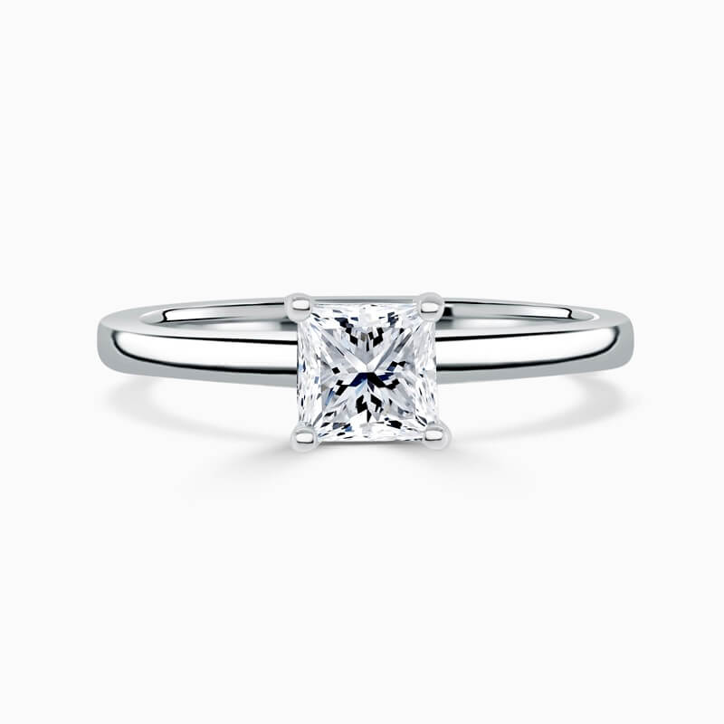 18ct White Gold Princess Cut Hidden Halo Engagement Ring