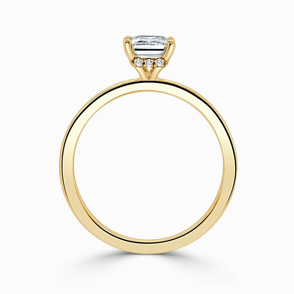18ct Yellow Gold Princess Cut Hidden Halo Engagement Ring