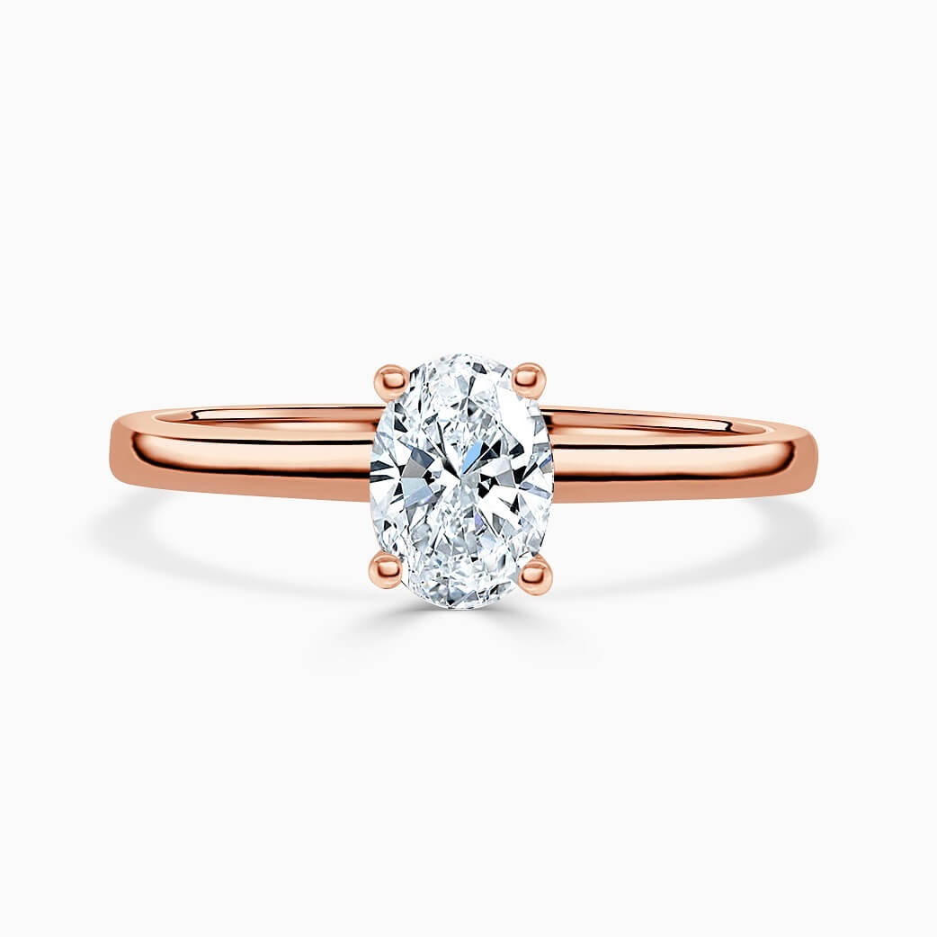 18ct Rose Gold Oval Shape Hidden Halo Engagement Ring