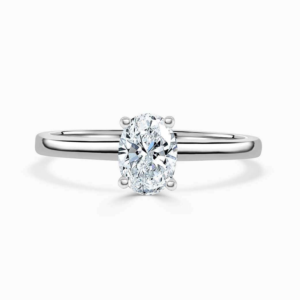 Platinum Oval Shape Hidden Halo Engagement Ring