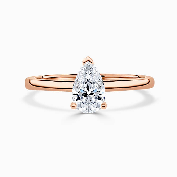 18ct Rose Gold Pear Shape Hidden Halo Engagement Ring