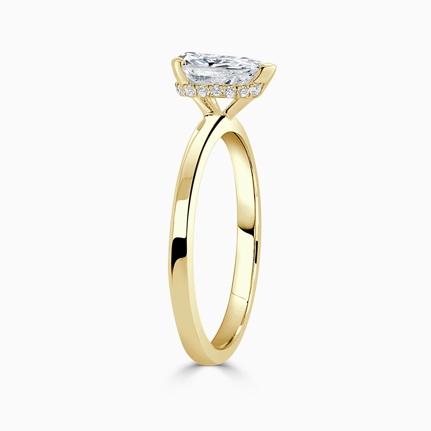 18ct Yellow Gold Pear Shape Hidden Halo Engagement Ring