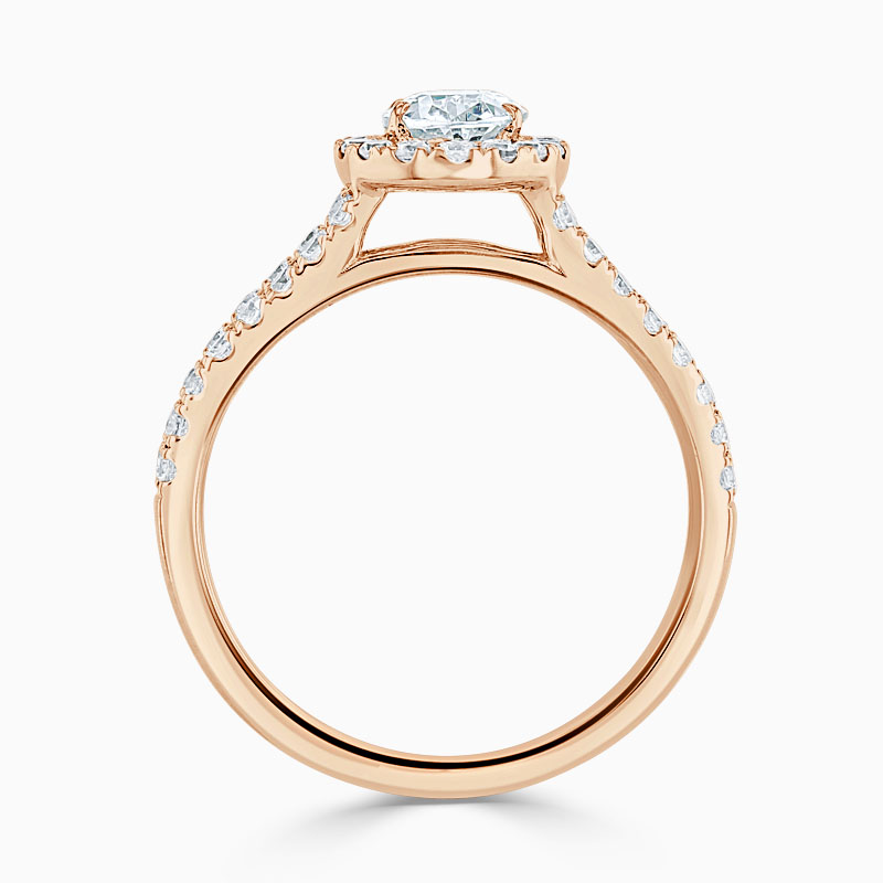 18ct Rose Gold Oval Shape Split Shoulder Halo Engagement Ring