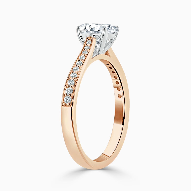 18ct Rose Gold Oval Shape Tapered Pavé Engagement Ring