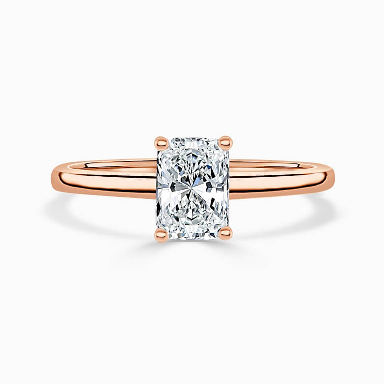 18ct Rose Gold Radiant Cut Hidden Halo Engagement Ring