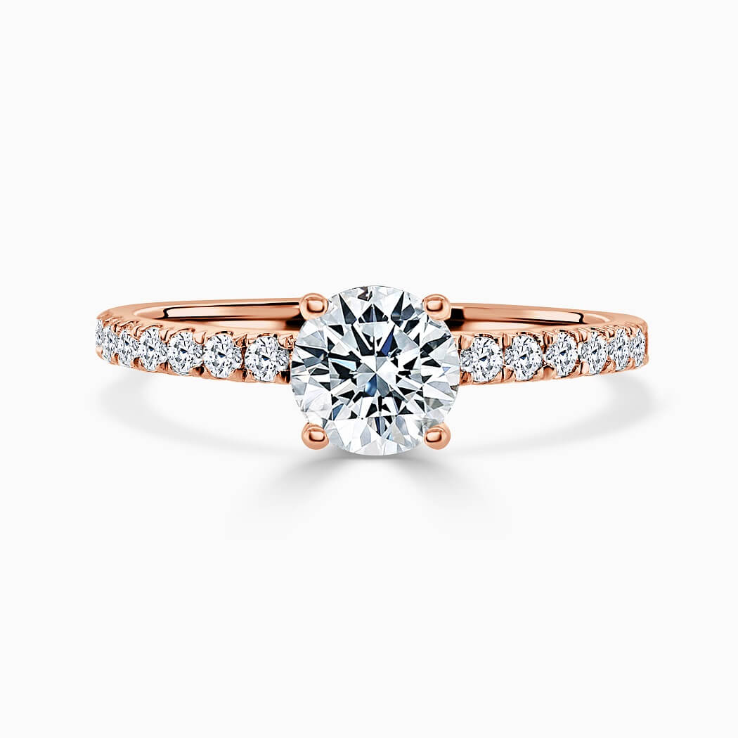 18ct Rose Gold Round Brilliant Hidden Halo With Cutdown Engagement Ring