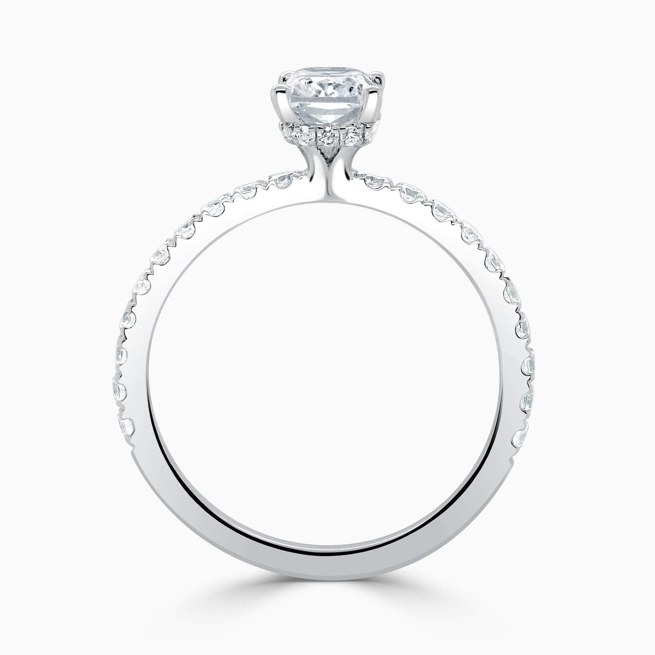 18ct White Gold Radiant Cut Hidden Halo With Cutdown Engagement Ring