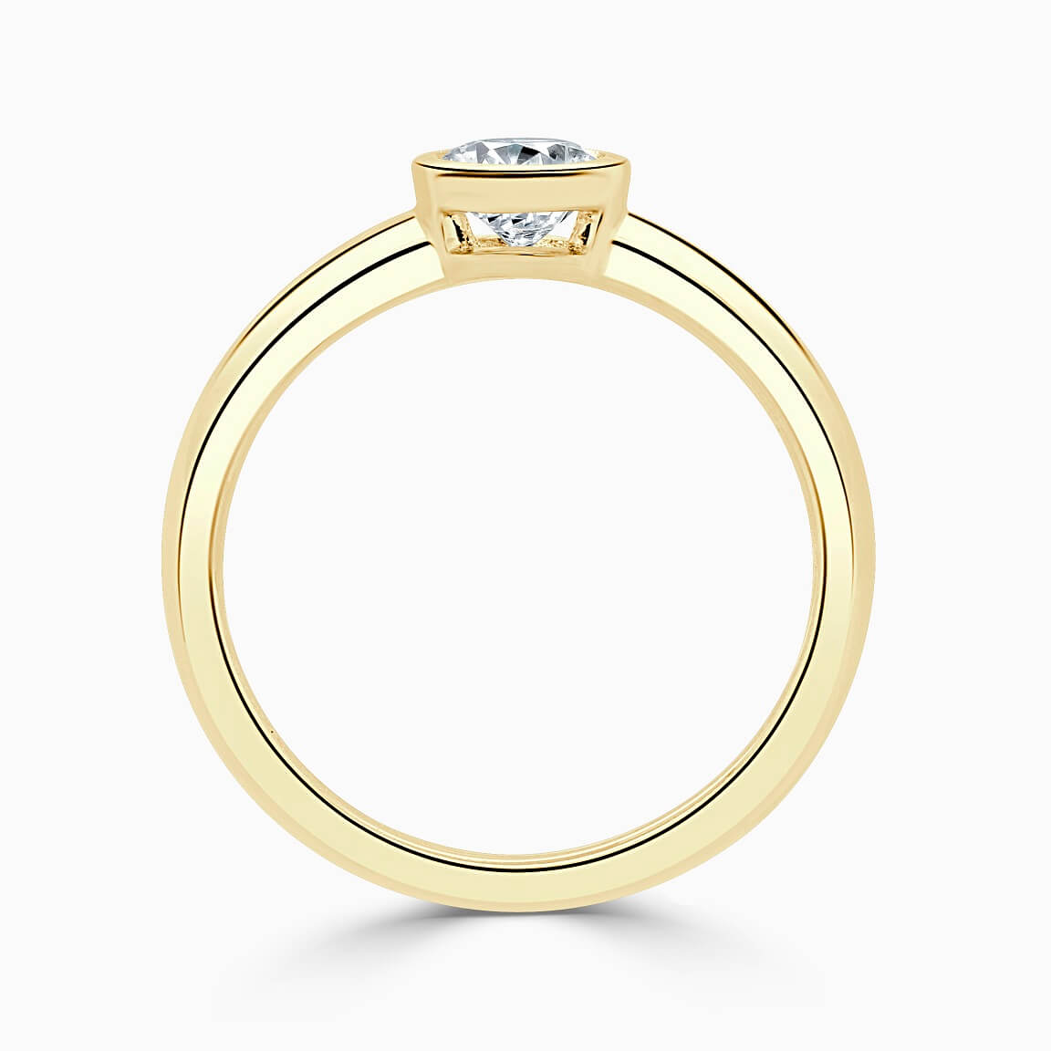 18ct Yellow Gold Round Brilliant Rubover Engagement Ring