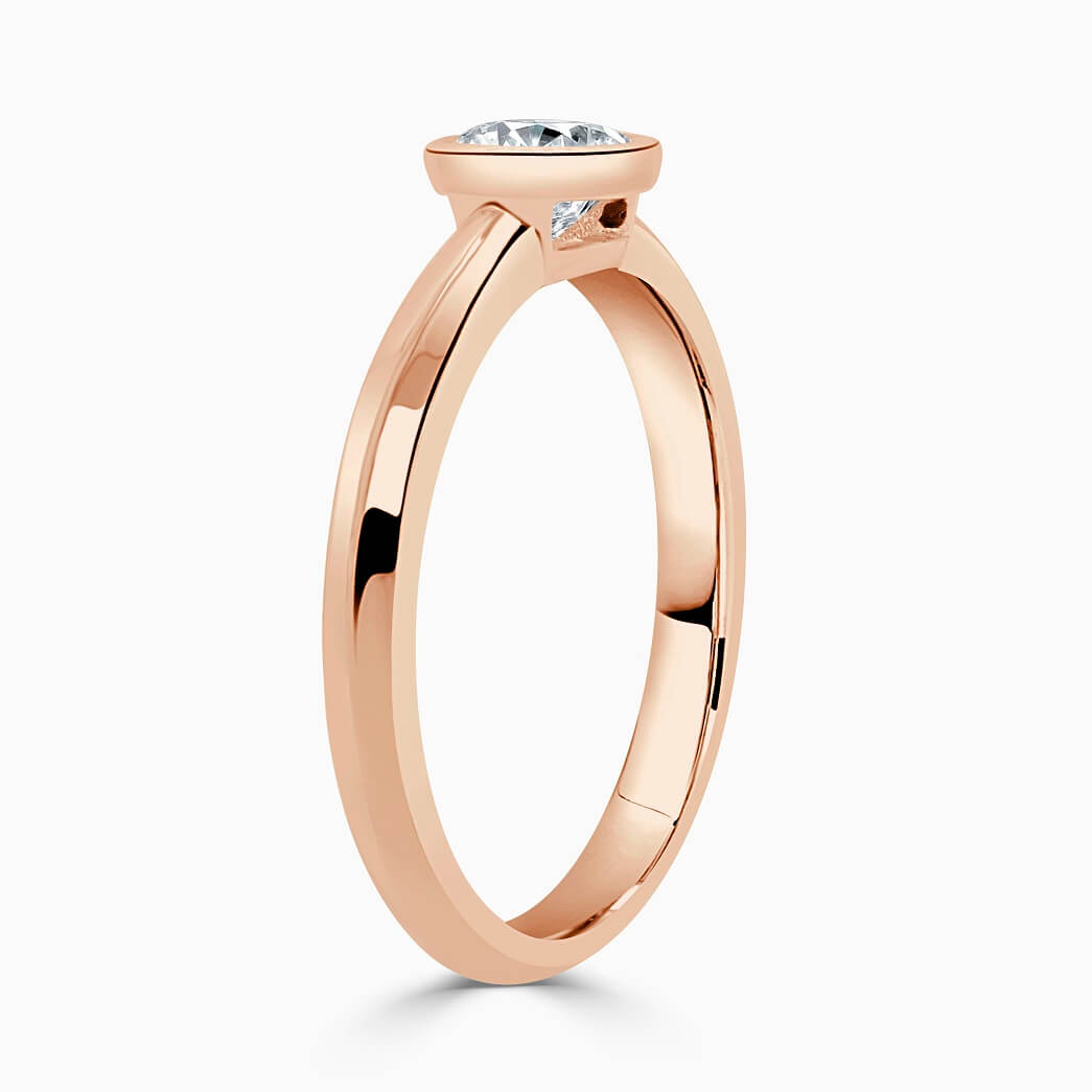 18ct Rose Gold Round Brilliant Rubover Engagement Ring
