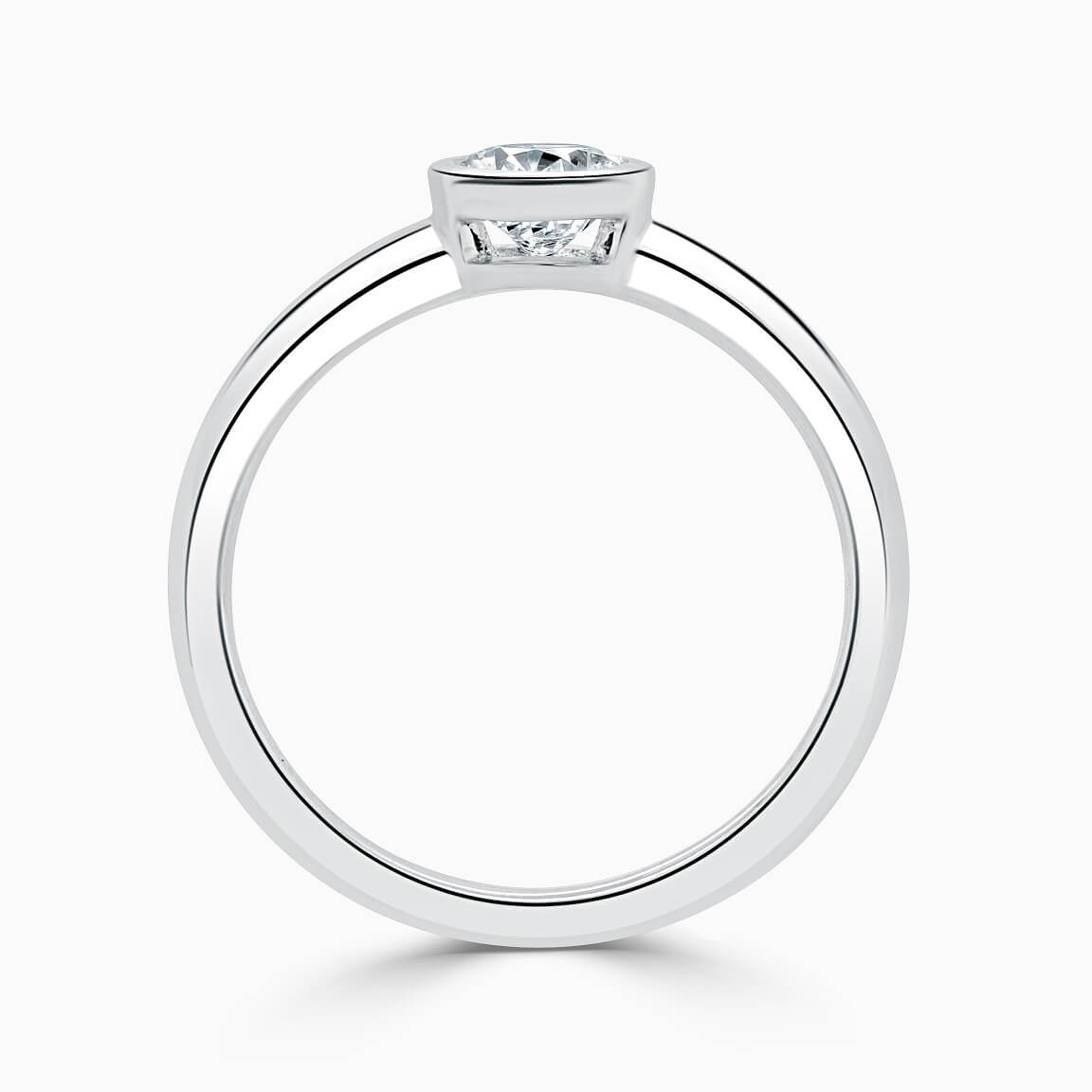 18ct White Gold Round Brilliant Rubover Engagement Ring