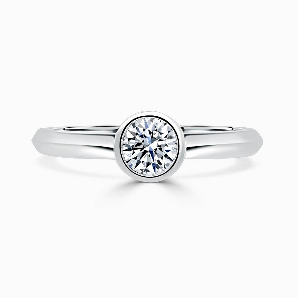 Platinum Round Brilliant Rubover Engagement Ring
