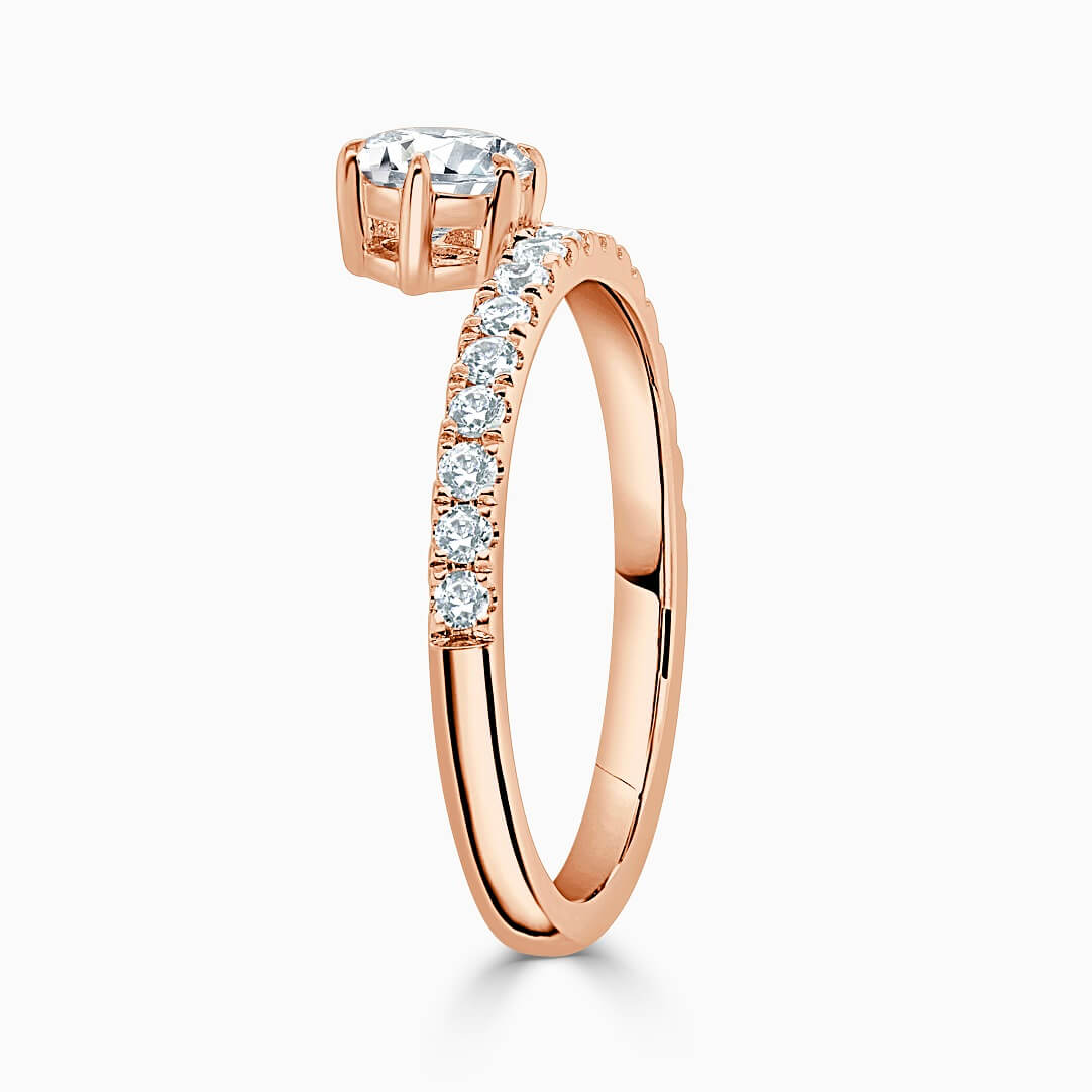 18ct Rose Gold Round Brilliant 6 Claw Overhang with Cutdown Engagement Ring