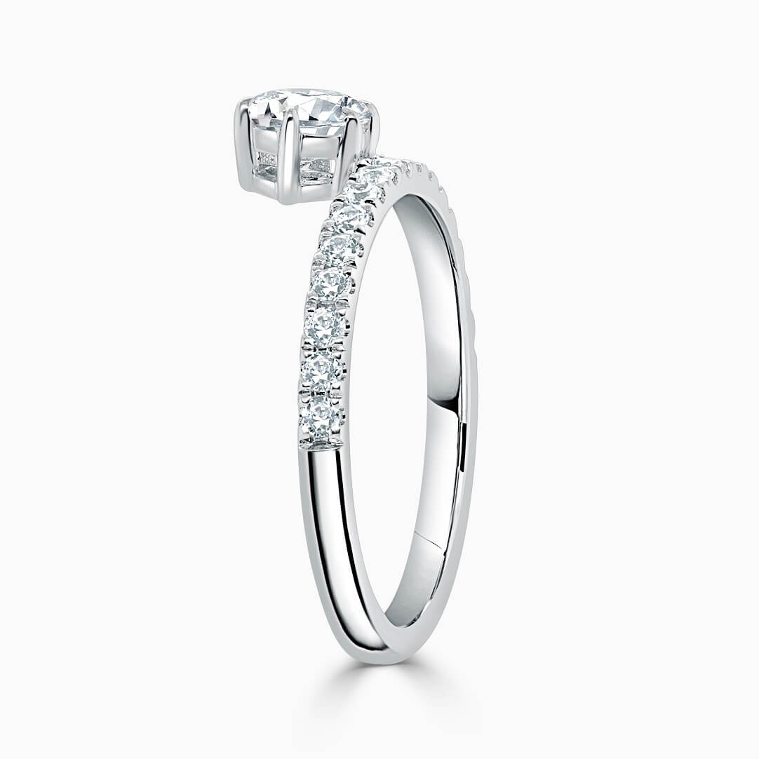 18ct White Gold Round Brilliant 6 Claw Overhang with Cutdown Engagement Ring