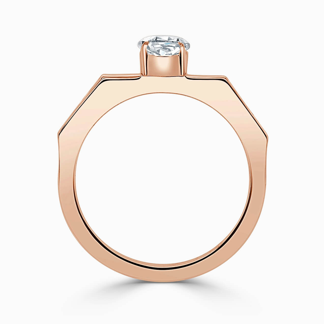 18ct Rose Gold Oval Shape Geometric Engagement Ring