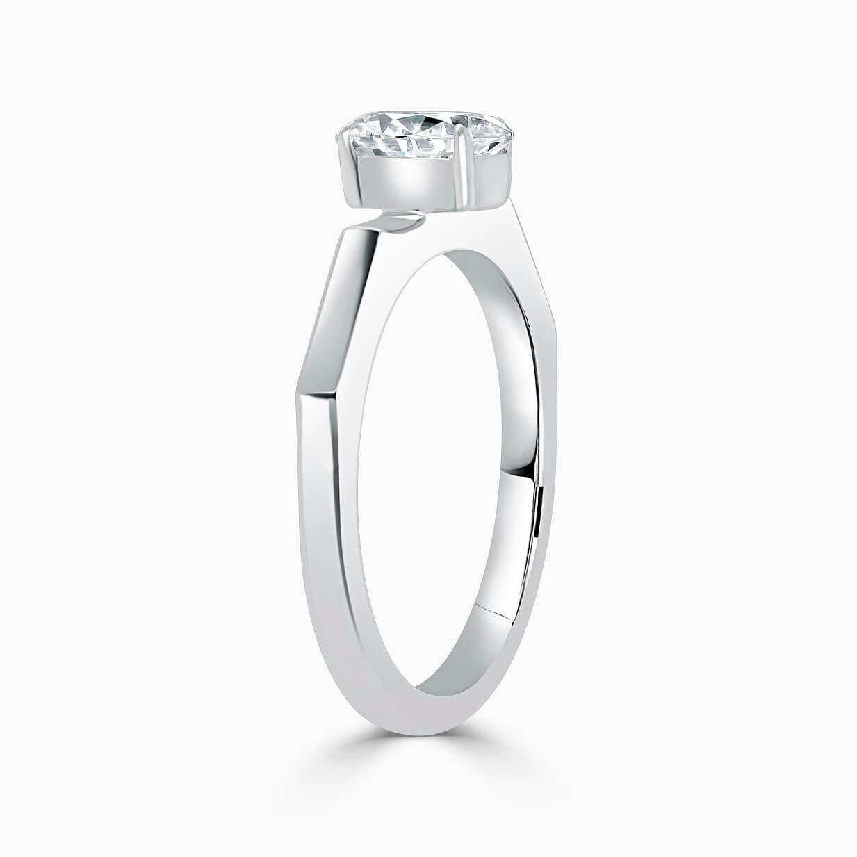 Platinum Oval Shape Geometric Engagement Ring
