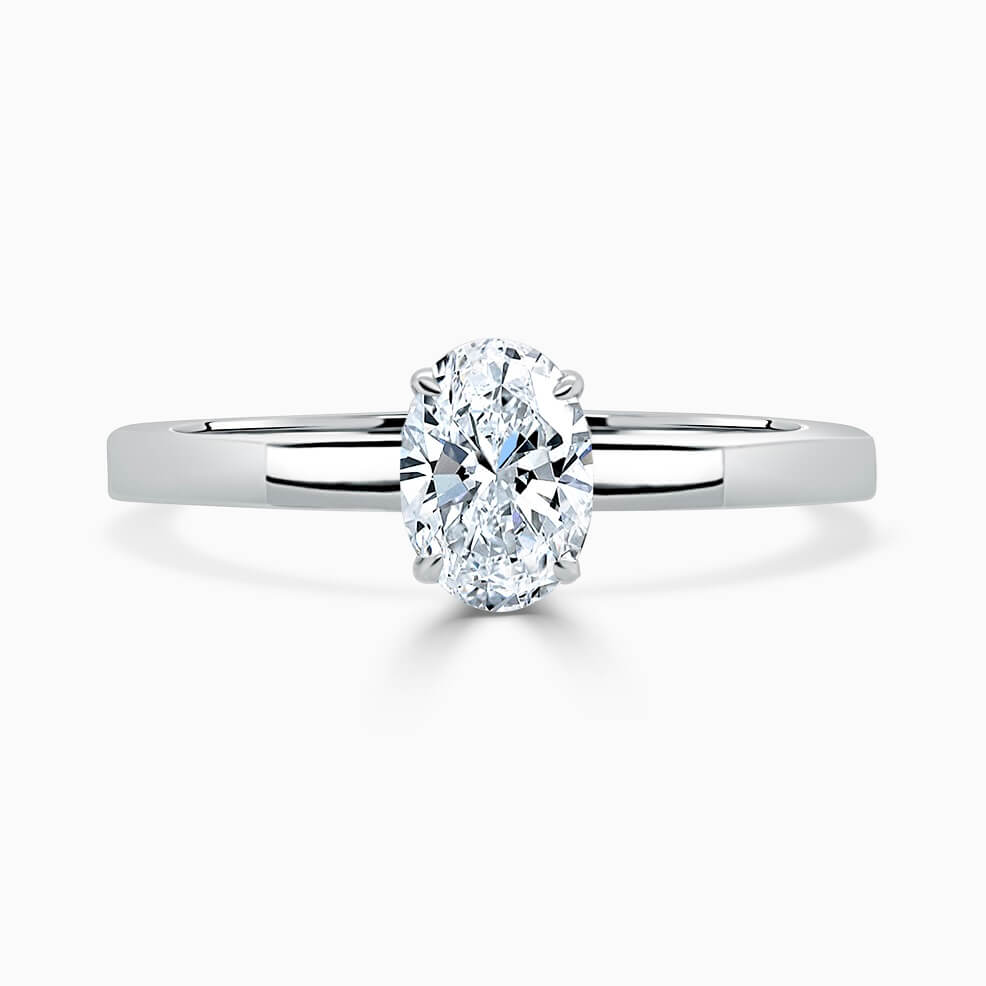 Platinum Oval Shape Geometric Engagement Ring