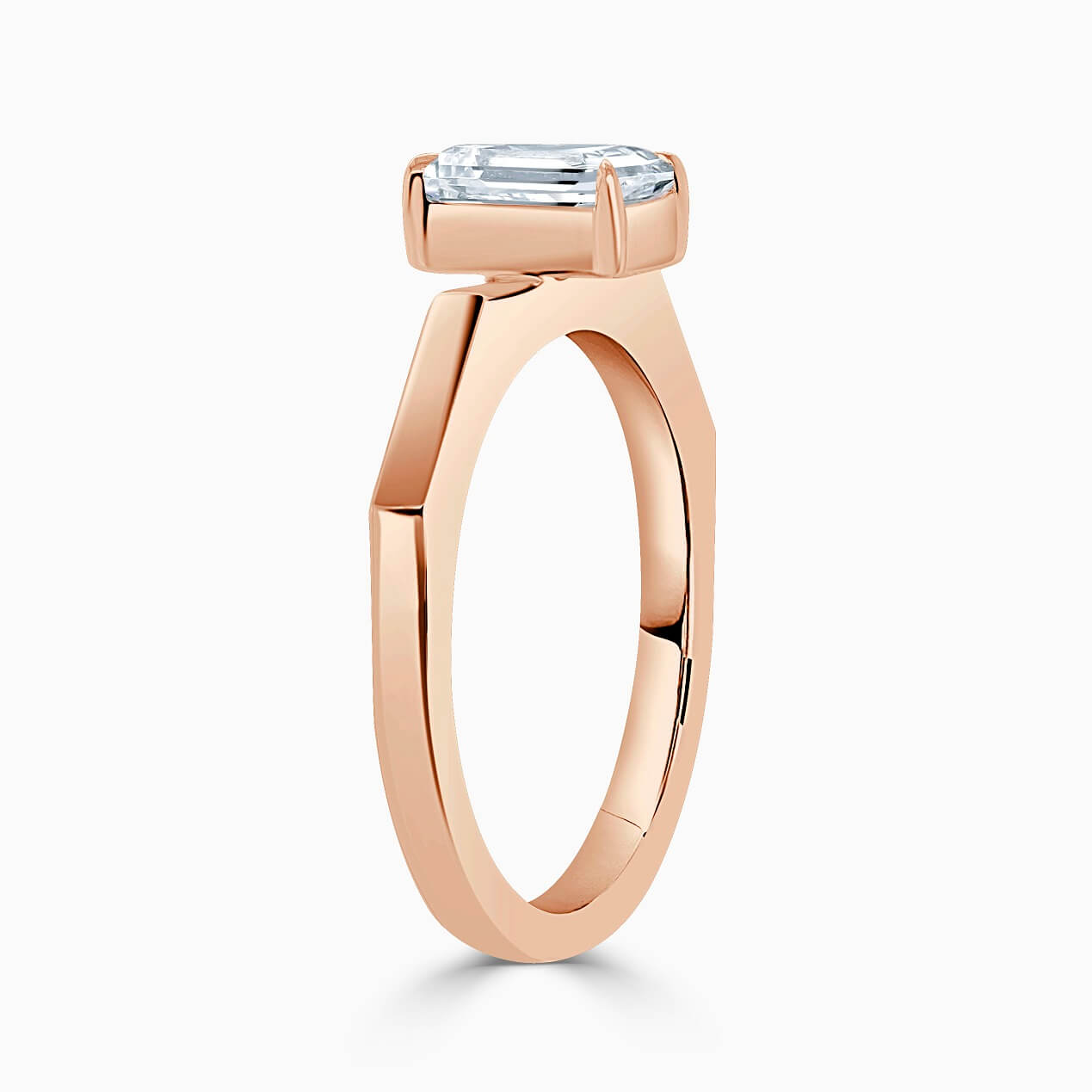18ct Rose Gold Radiant Cut Geometric Engagement Ring