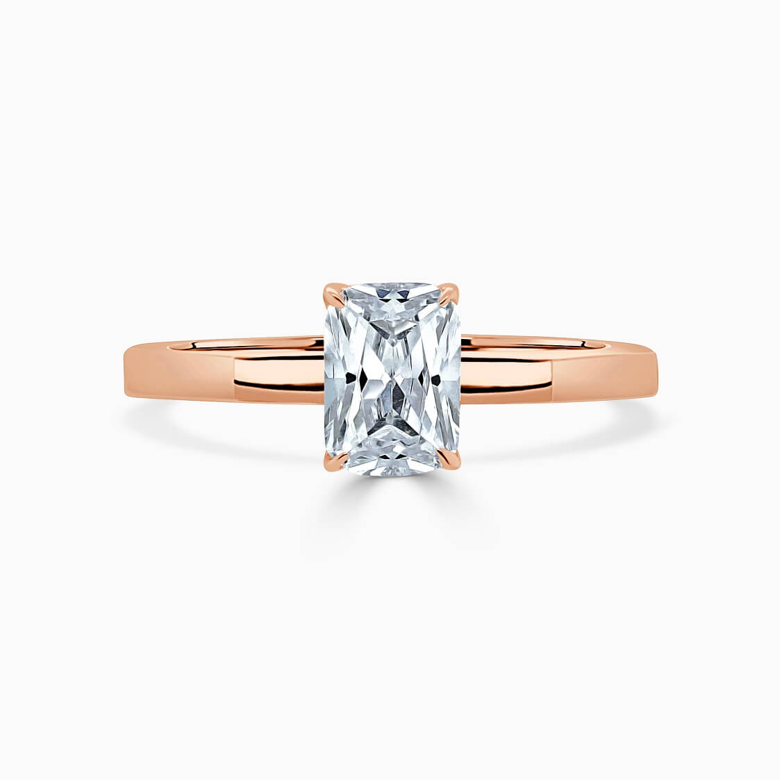 18ct Rose Gold Radiant Cut Geometric Engagement Ring