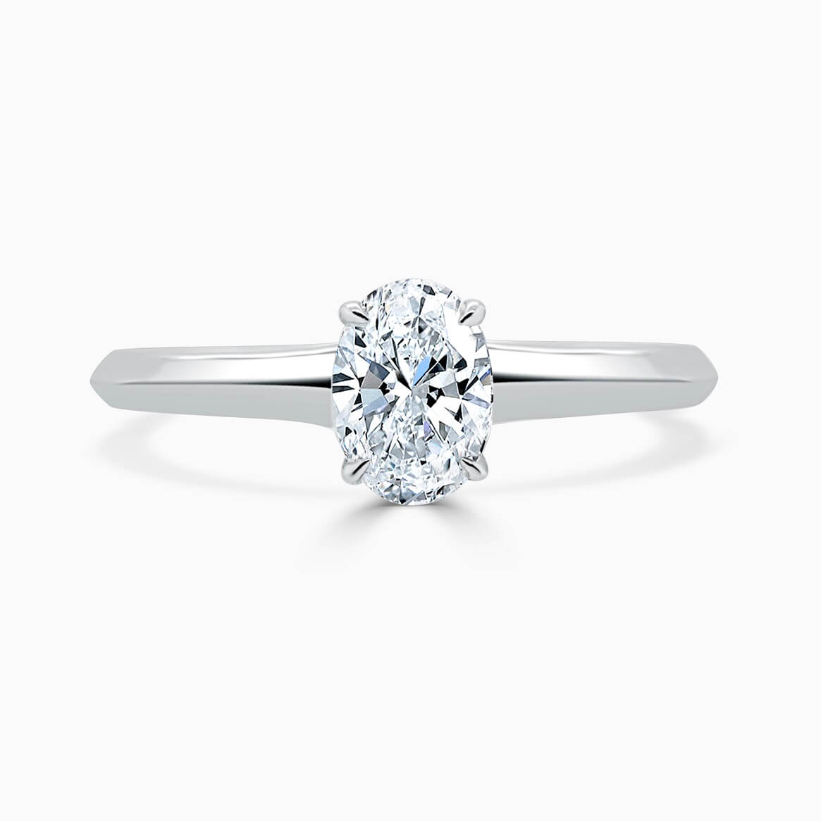 18ct White Gold Oval Shape Basket With Taper Engagement Ring