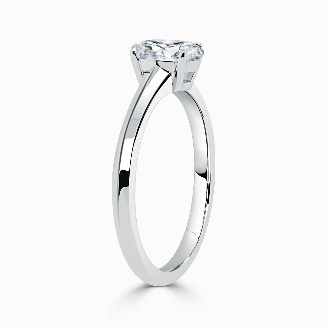 Platinum Oval Shape Basket With Taper Engagement Ring