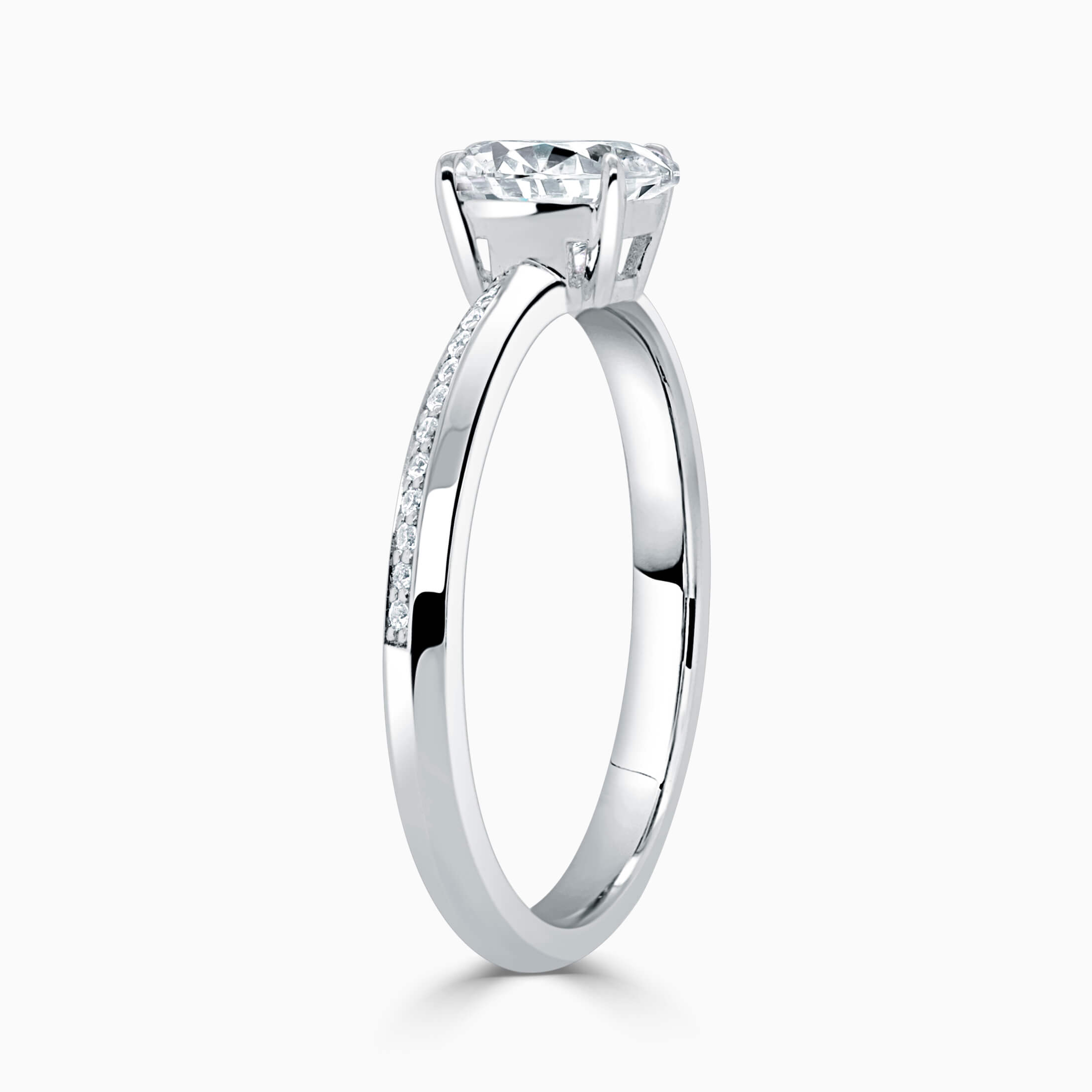 18ct White Gold Oval Shape Basket With Tapered Pave Engagement Ring
