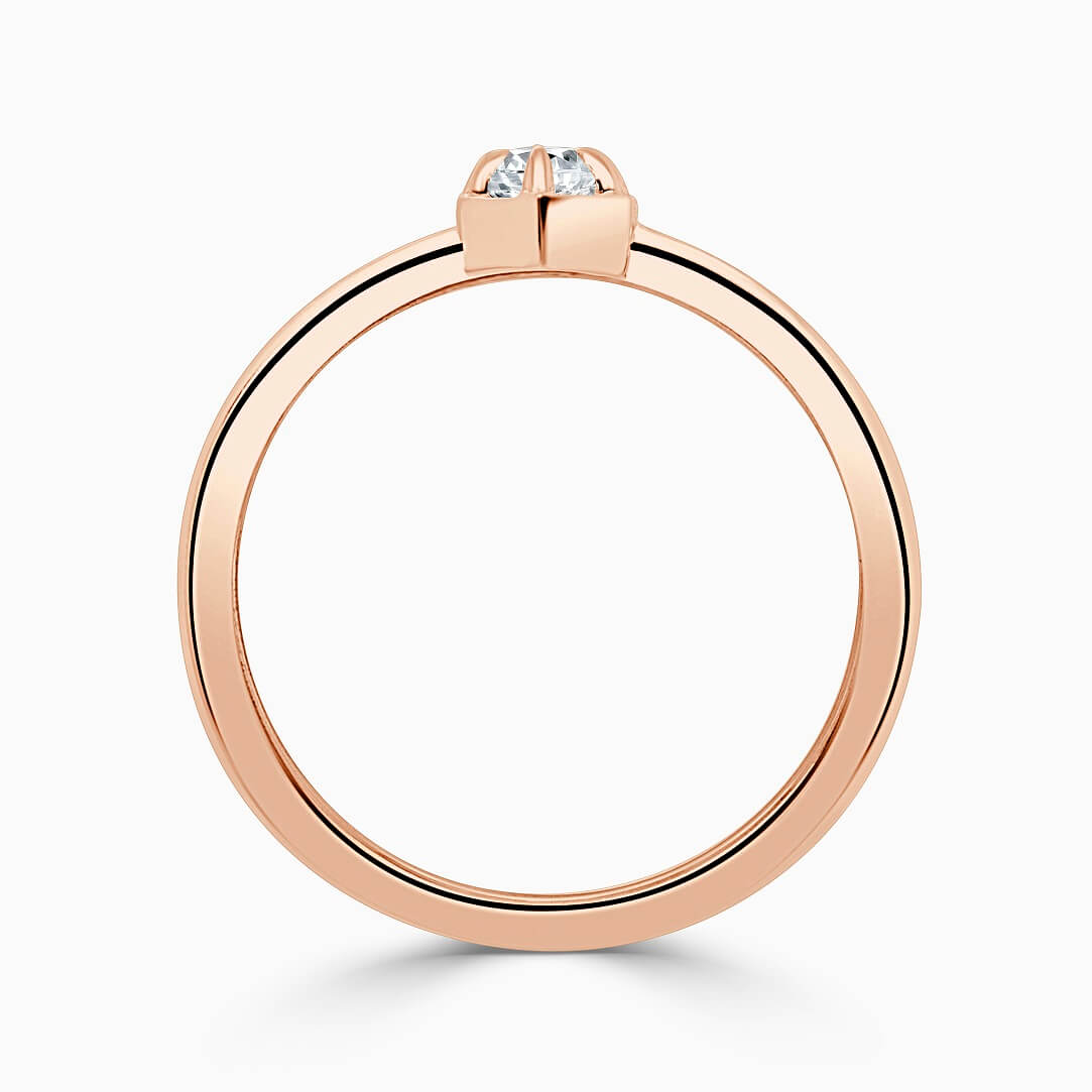 18ct Rose Gold Marquise Cut Knife Edge Geo Engagement Ring