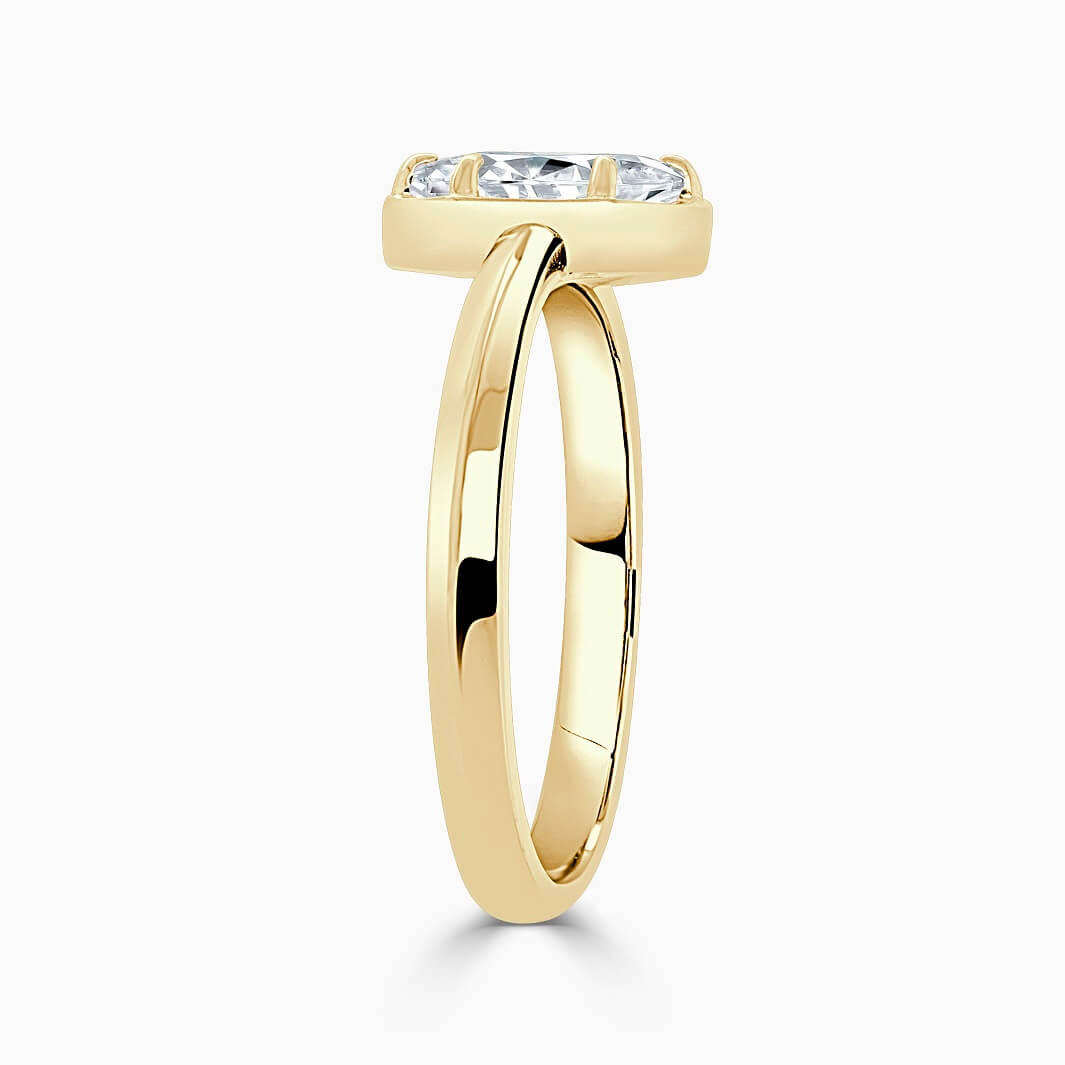 18ct Yellow Gold Marquise Cut Knife Edge Geo Engagement Ring
