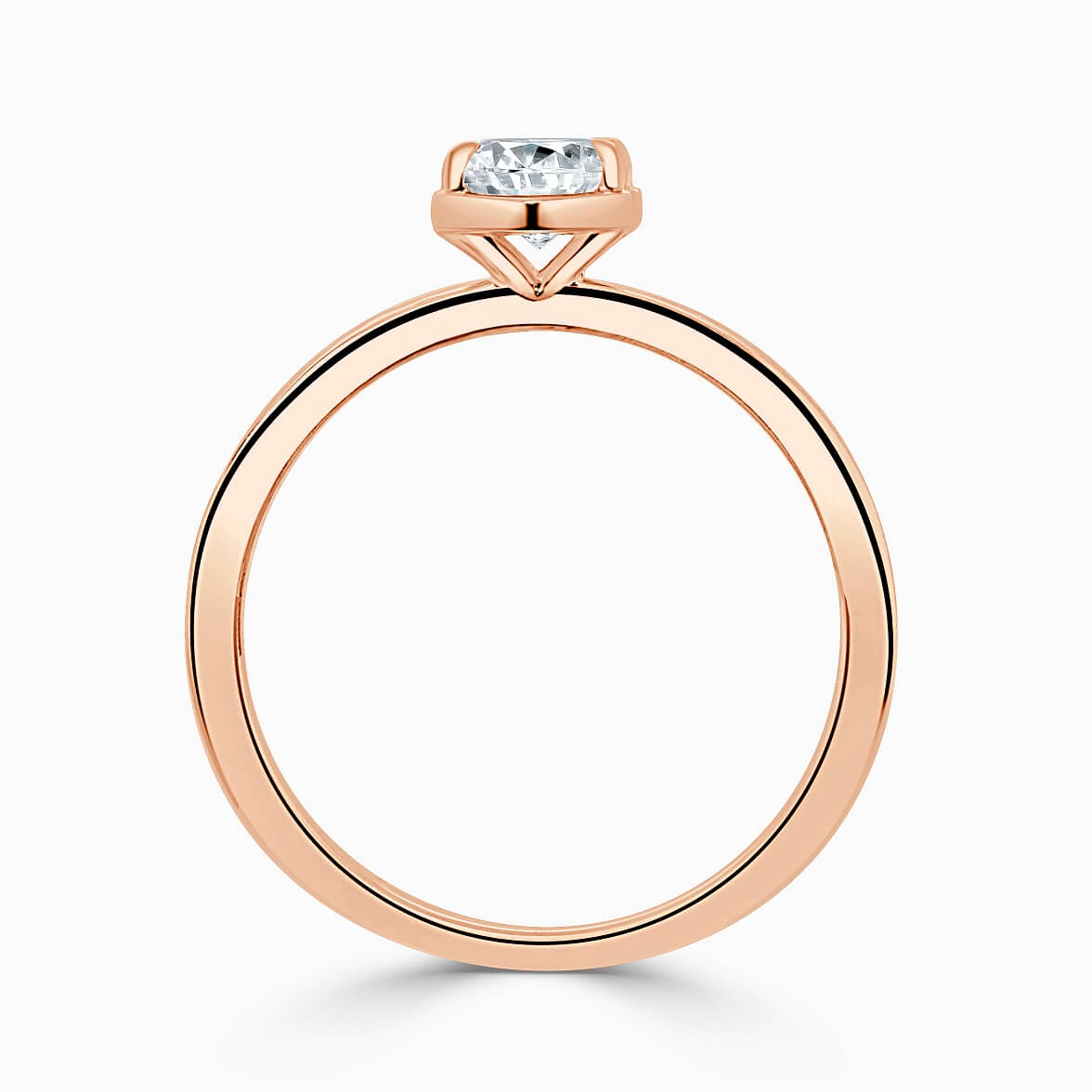 18ct Rose Gold Round Brilliant Geo Hexagon Engagement Ring