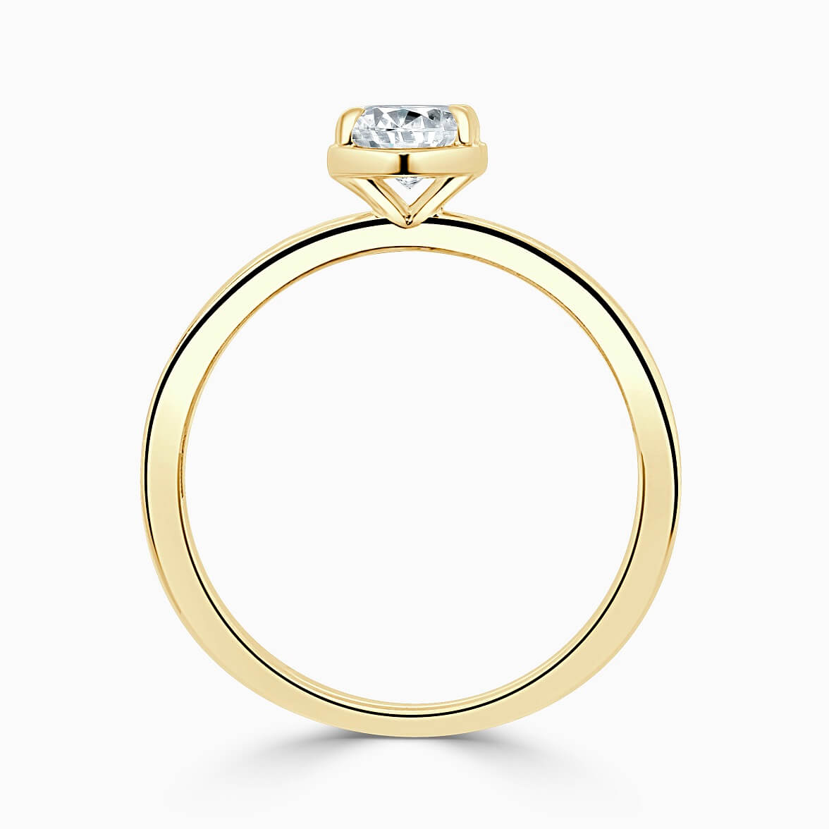 18ct Yellow Gold Round Brilliant Geo Hexagon Engagement Ring